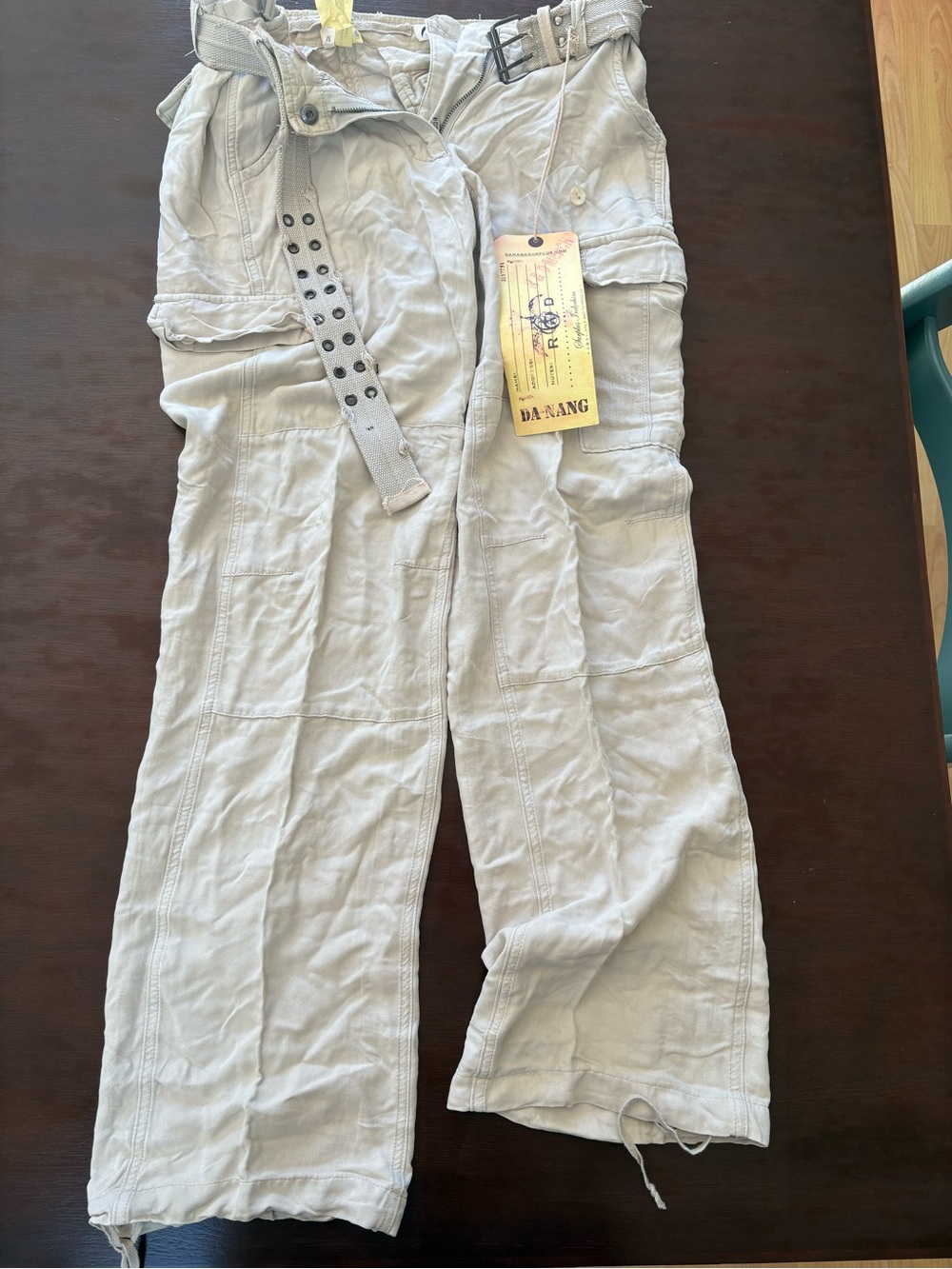 Da-Nang Light Gray Wide-Leg Cargo Pants